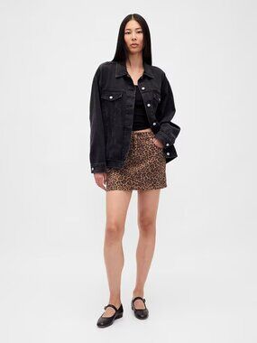 Gap Leopard Denim Mini Skirt size 29 / 8